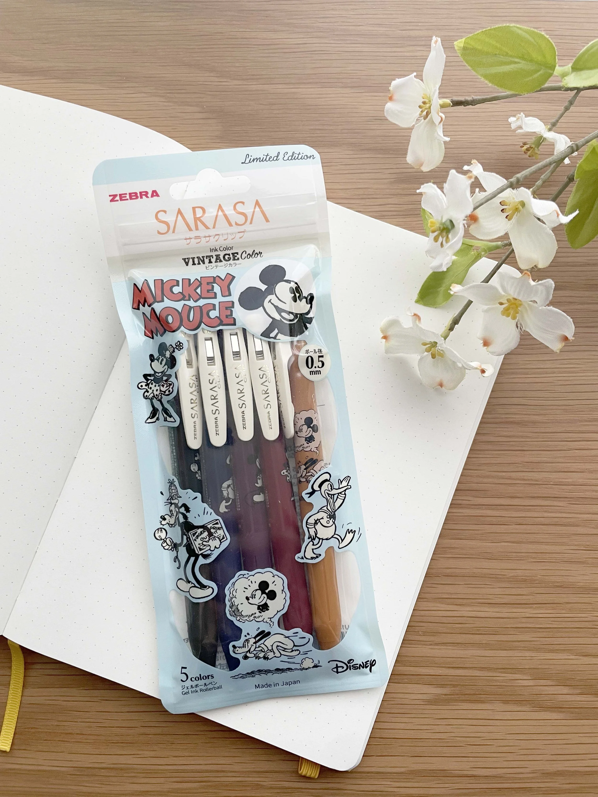 Sarasa Vintage Color Gel 05mm Pen Set - Disney Mickey and Minnie
